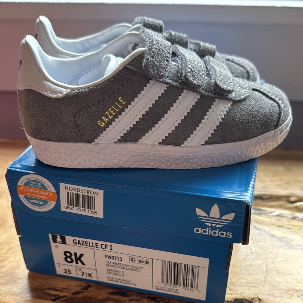 Adidas Gazelle Kids Sneakers - Gray and White suede